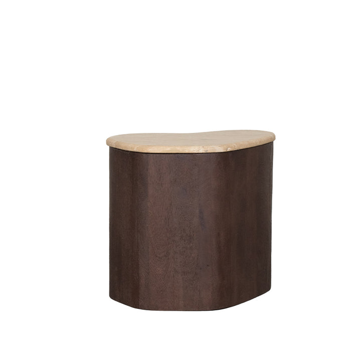 LABEL51 Bijzettafel Davi - Espresso - Travertin - 40 cm-Bijzettafels-LABEL51