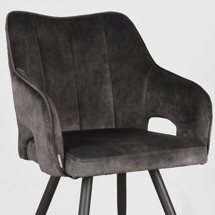 Label51 Eetkamerstoel Noud - Antraciet - Velours-Eetkamerstoelen-LABEL51