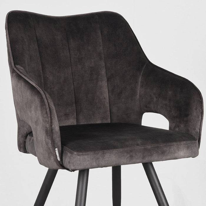 Label51 Eetkamerstoel Noud - Antraciet - Velours-Eetkamerstoelen-LABEL51