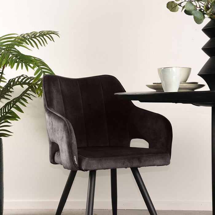 Label51 Eetkamerstoel Noud - Antraciet - Velours-Eetkamerstoelen-LABEL51