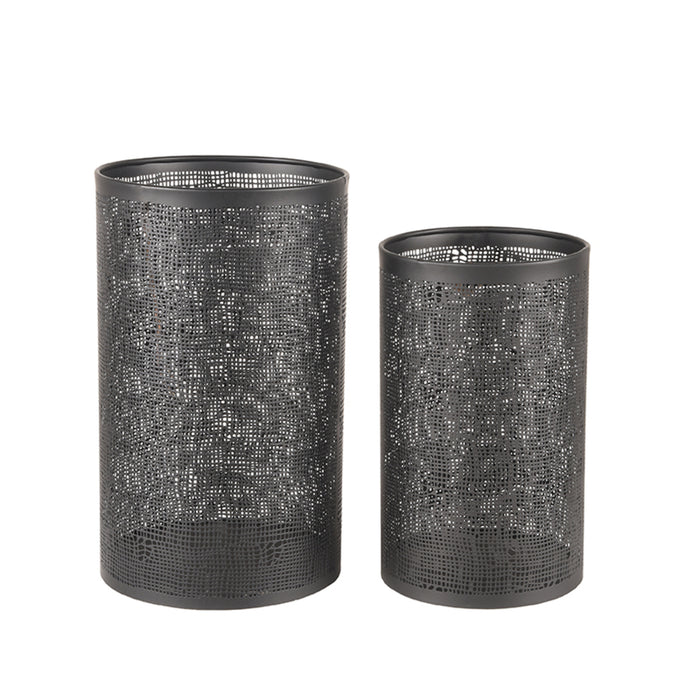 Label51 Set Kaarsenhouders L 18x18x30 cm - Zwart - Metaal-Woonkamerdecoratie-LABEL51