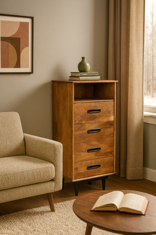 Ladenkast Ayleen Mangohout Naturel hout 60x45x120 cm-Ladenkasten-Livingfurn