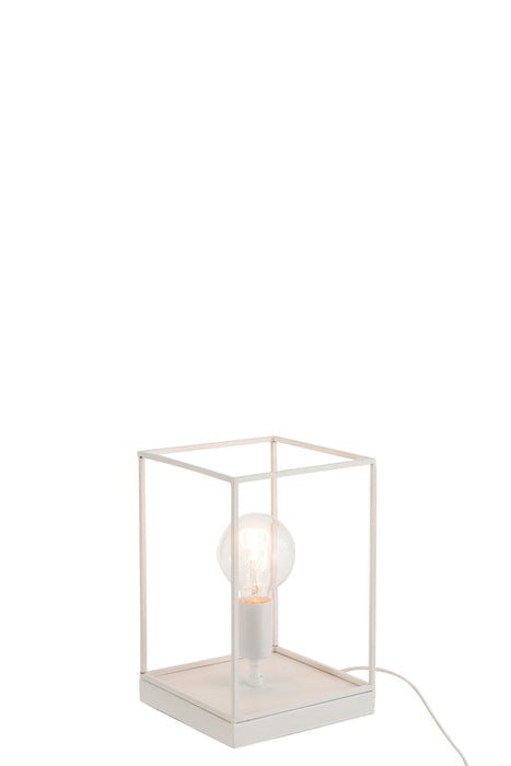 Lamp 1 Lamp Rectangular Frame Metal White Small-Tafellampen-J-Line