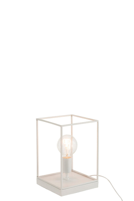 Lamp 1 lamp rechthoekig frame metaal wit small-Tafellampen-J-Line