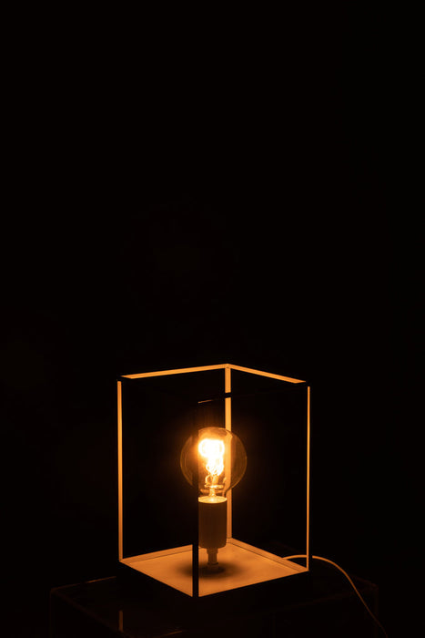 Lamp 1 lamp rechthoekig frame metaal wit small-Tafellampen-J-Line