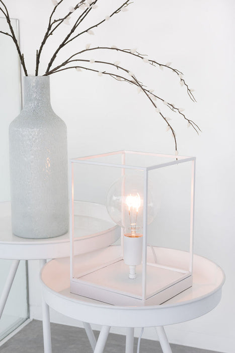 Lamp 1 lamp rechthoekig frame metaal wit small-Tafellampen-J-Line