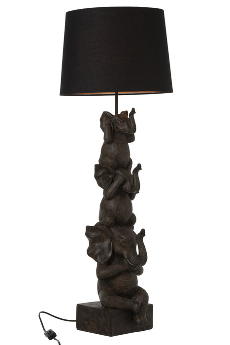 Lamp 3 Elephants Polyresin Brown-Tafellampen-J-Line