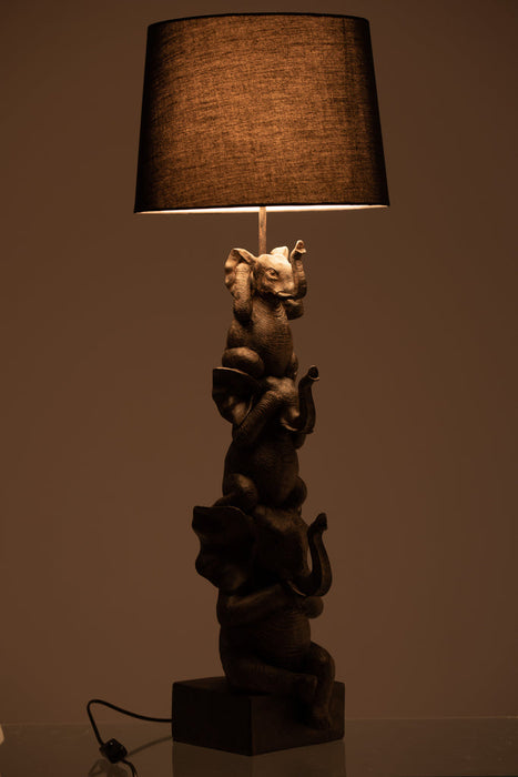 Lamp 3 Elephants Polyresin Brown-Tafellampen-J-Line