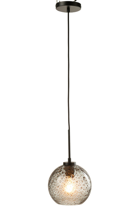 Lamp Bol spikkel glas grijs small-Hanglampen-J-Line