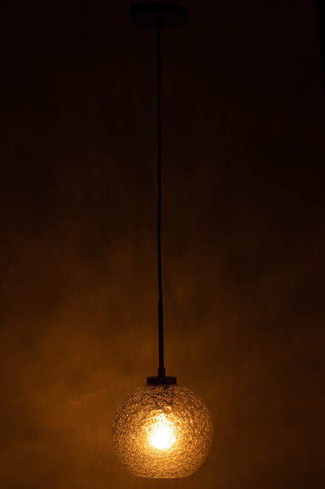Lamp Bol spikkel glas grijs small-Hanglampen-J-Line