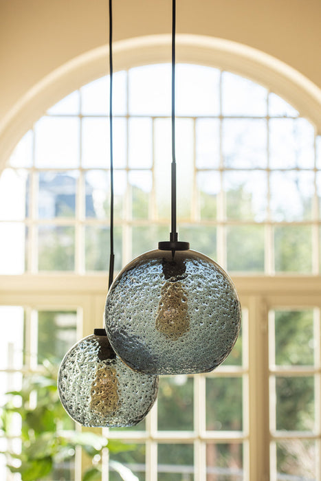 Lamp Bol spikkel glas grijs small-Hanglampen-J-Line