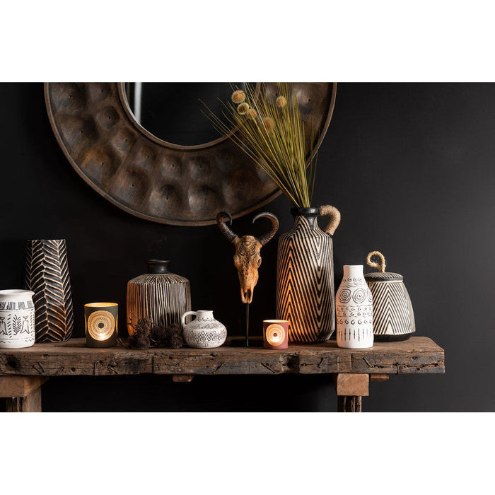 Lamp Bruin Recycled hout 35 cm-Tafellampen-J-Line