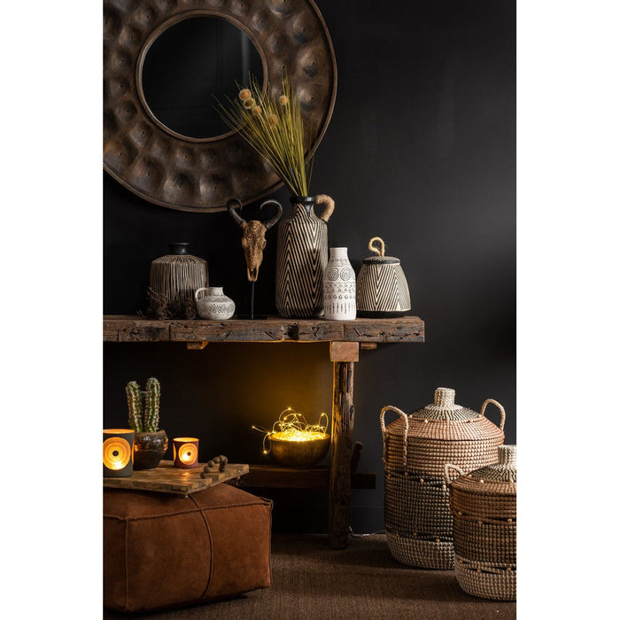 Lamp Bruin Recycled hout 35 cm-Tafellampen-J-Line