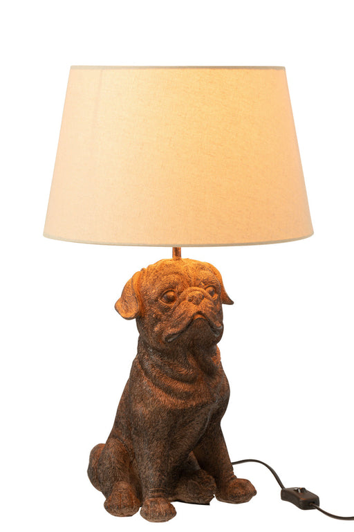 Lamp Dog Sitting Resin Brown-Tafellampen-J-Line