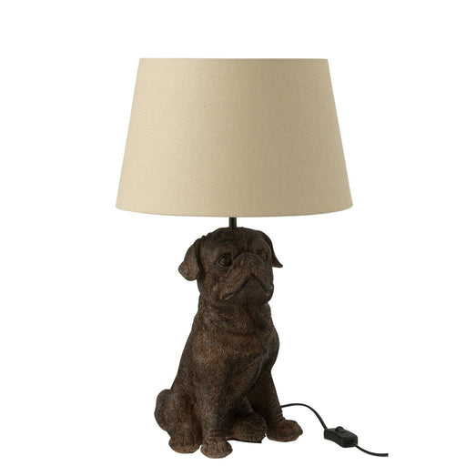 Lamp Dog Sitting Resin Brown-Tafellampen-J-Line