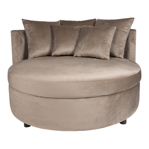 Lamp Fayen Fluweel Sand Fauteuil Half Rond KD-Fauteuils-PTMD