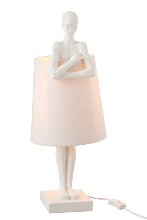 Lamp Figurine Support Resin White-Tafellampen-J-Line