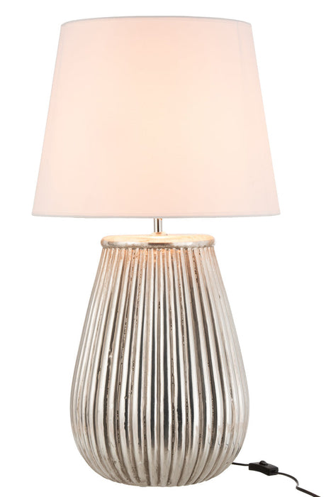 Lamp Foot+Shade Lines Earthenware Silver-Tafellampen-J-Line