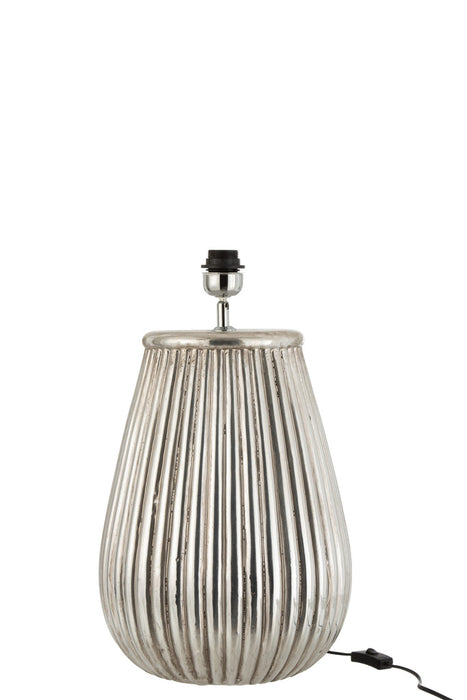 Lamp Foot+Shade Lines Earthenware Silver-Tafellampen-J-Line