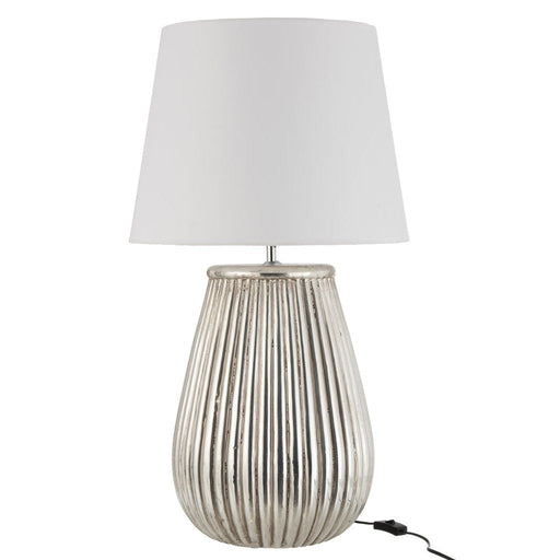 Lamp Foot+Shade Lines Earthenware Silver-Tafellampen-J-Line