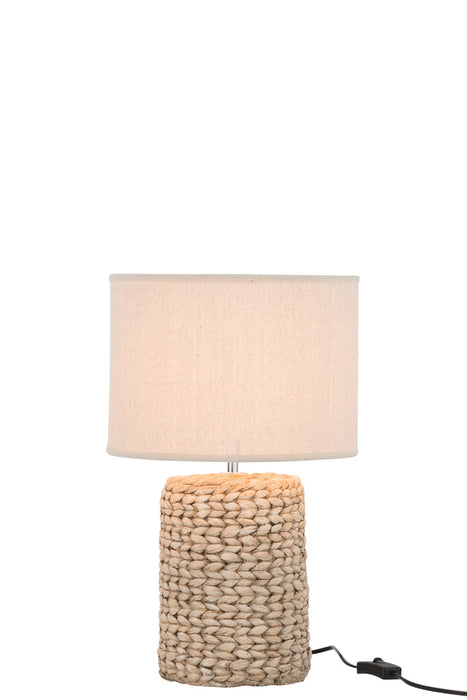 Lamp Foot+Shade Thick Braid Concrete/Cotton Natural S-Tafellampen-J-Line