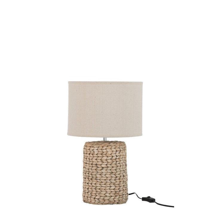 Lamp Foot+Shade Thick Braid Concrete/Cotton Natural S-Tafellampen-J-Line