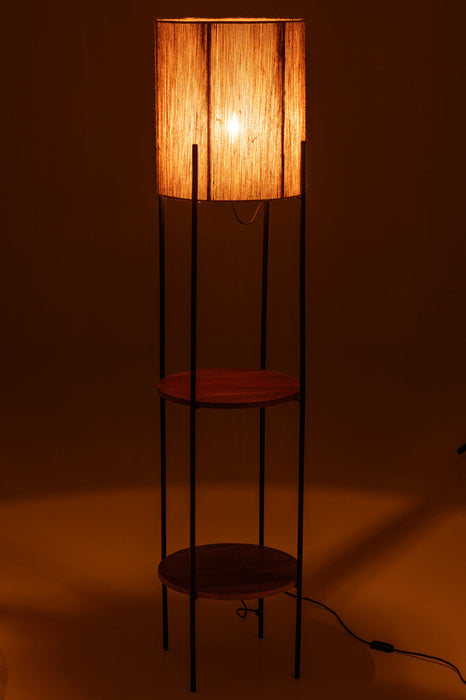 Lamp Iron/Mango Nat/Black-Vloerlampen-J-Line