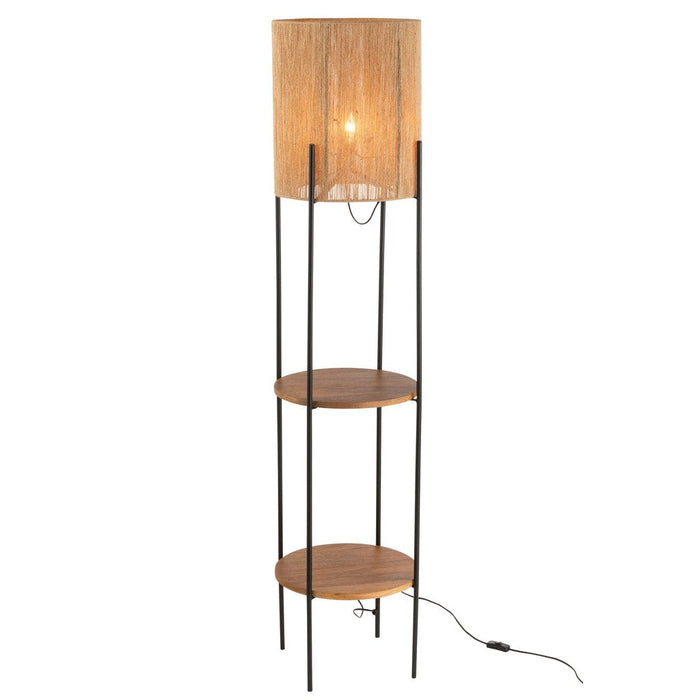 Lamp Iron/Mango Nat/Black-Vloerlampen-J-Line