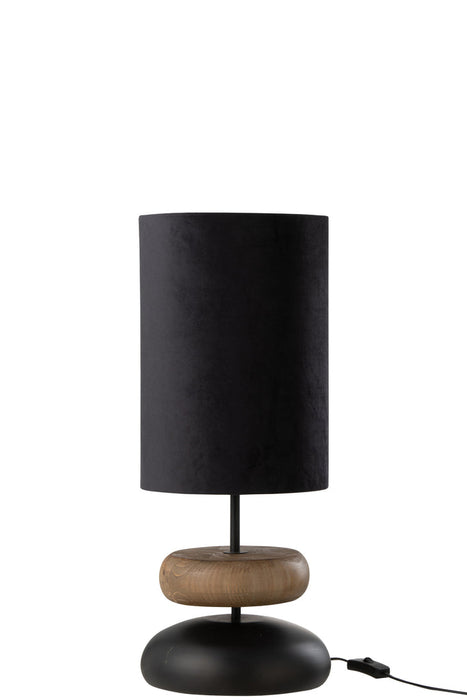 Lamp Jade Iron/Fir Wood Black/Natural-Tafellampen-J-Line