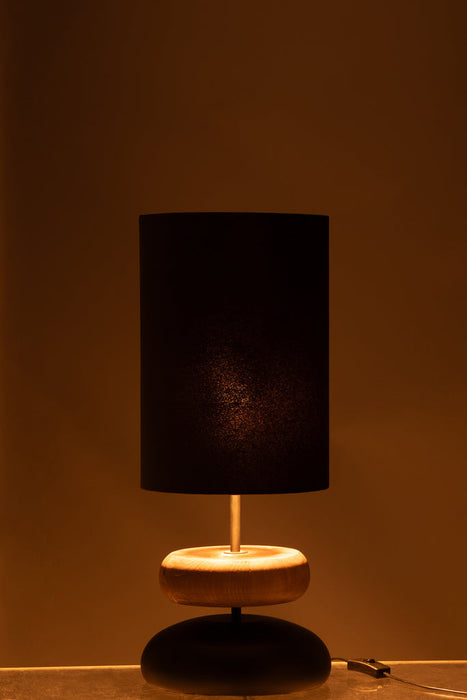 Lamp Jade Iron/Fir Wood Black/Natural-Tafellampen-J-Line