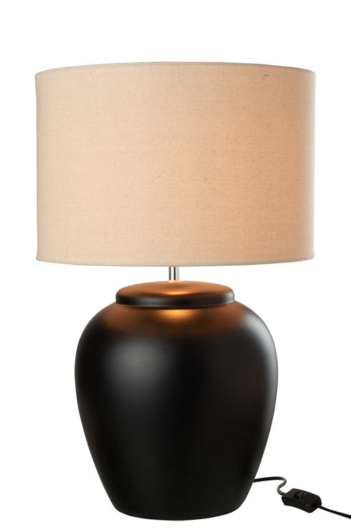 Lamp Meli + Shade Ceramic Linen Black Large-Tafellampen-J-Line