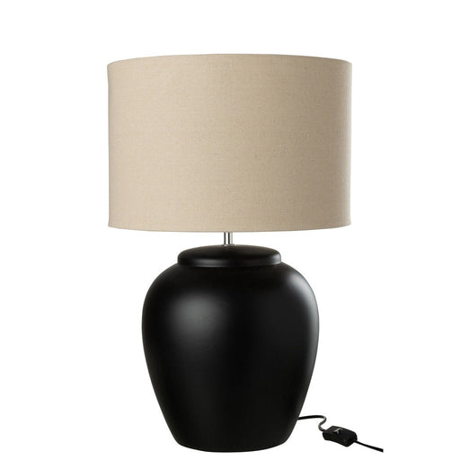 Lamp Meli + Shade Ceramic Linen Black Large-Tafellampen-J-Line