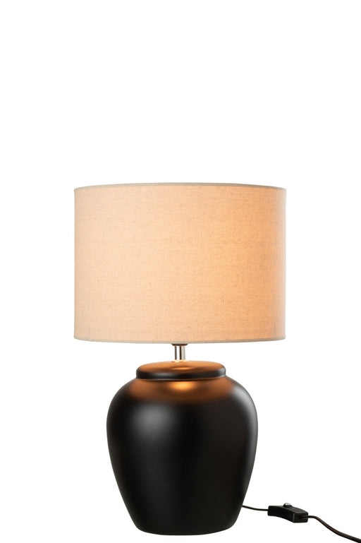 Lamp Meli + Shade Ceramic Linen Black Small-Tafellampen-J-Line