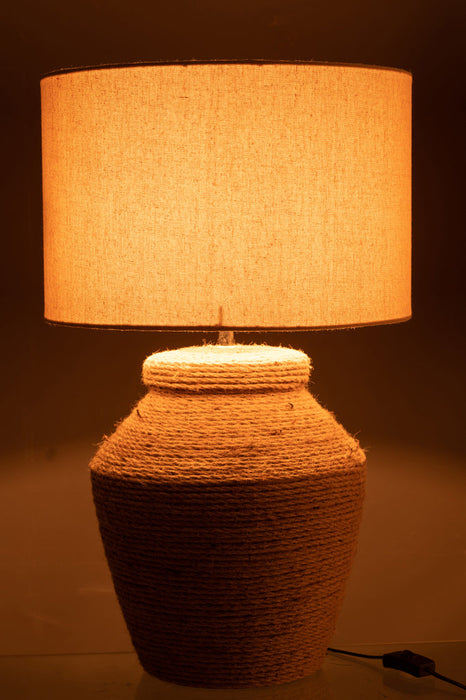 Lamp Meli + Shade Ceramic Linen Brown Large-Tafellampen-J-Line