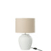 Lamp Meli + kap keramiek linnen wit small-Tafellampen-J-Line