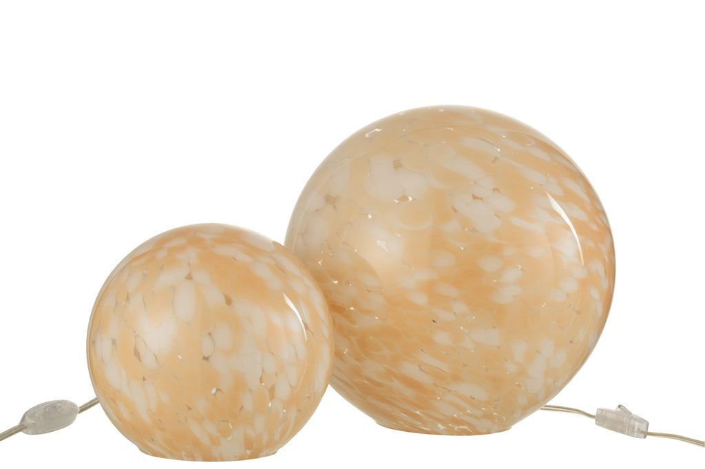 Lamp Melissa rond glas beige large-Tafellampen-J-Line