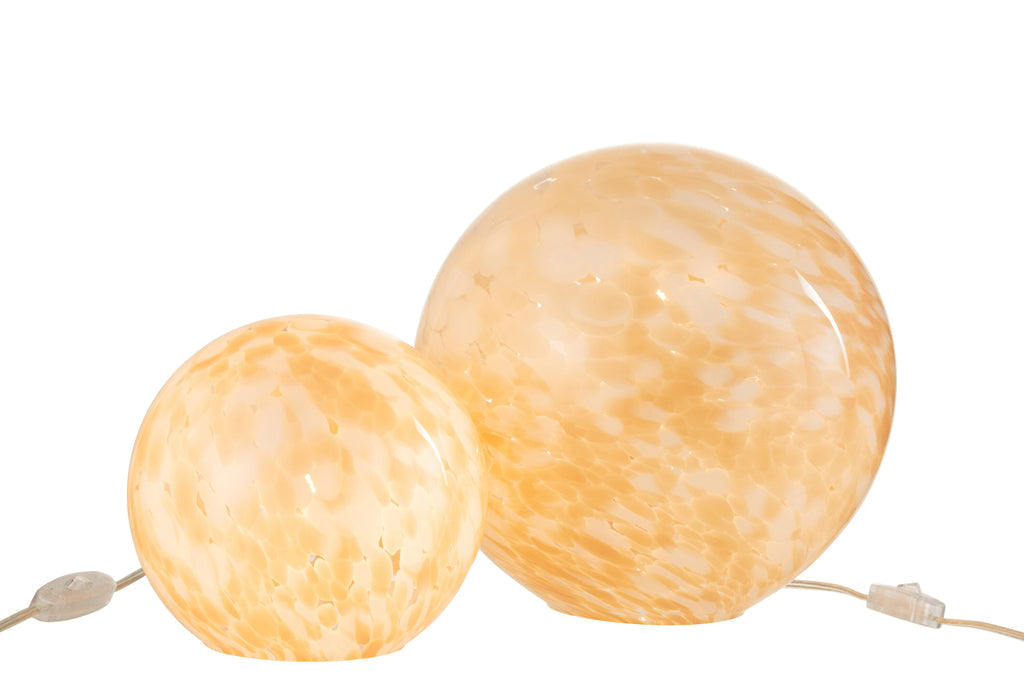 Lamp Melissa rond glas beige large-Tafellampen-J-Line