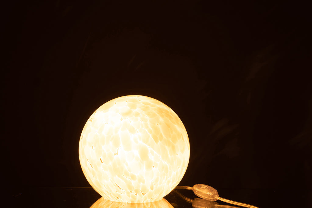 Lamp Melissa rond glas beige small-Tafellampen-J-Line