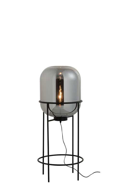 Lamp On Foot Sasha Glass/Metal Silver/Black Medium-Vloerlampen-J-Line