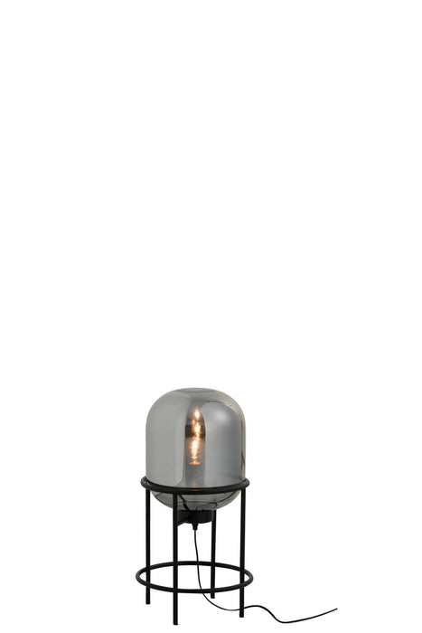 Lamp On Foot Sasha Glass/Metal Silver/Black Small-Vloerlampen-J-Line