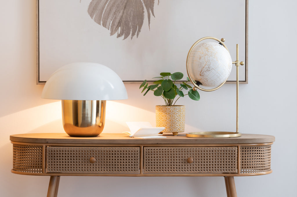 Lamp Paddenstoel ijzer wit/goud small-Tafellampen-J-Line