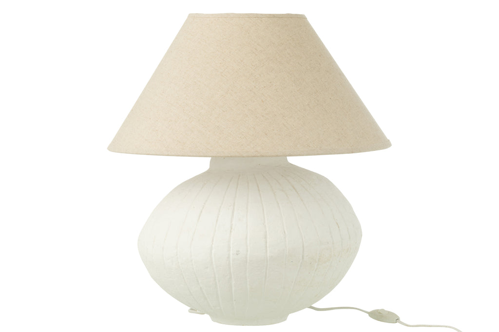 Lamp Pot + kap papier mache wit-Tafellampen-J-Line