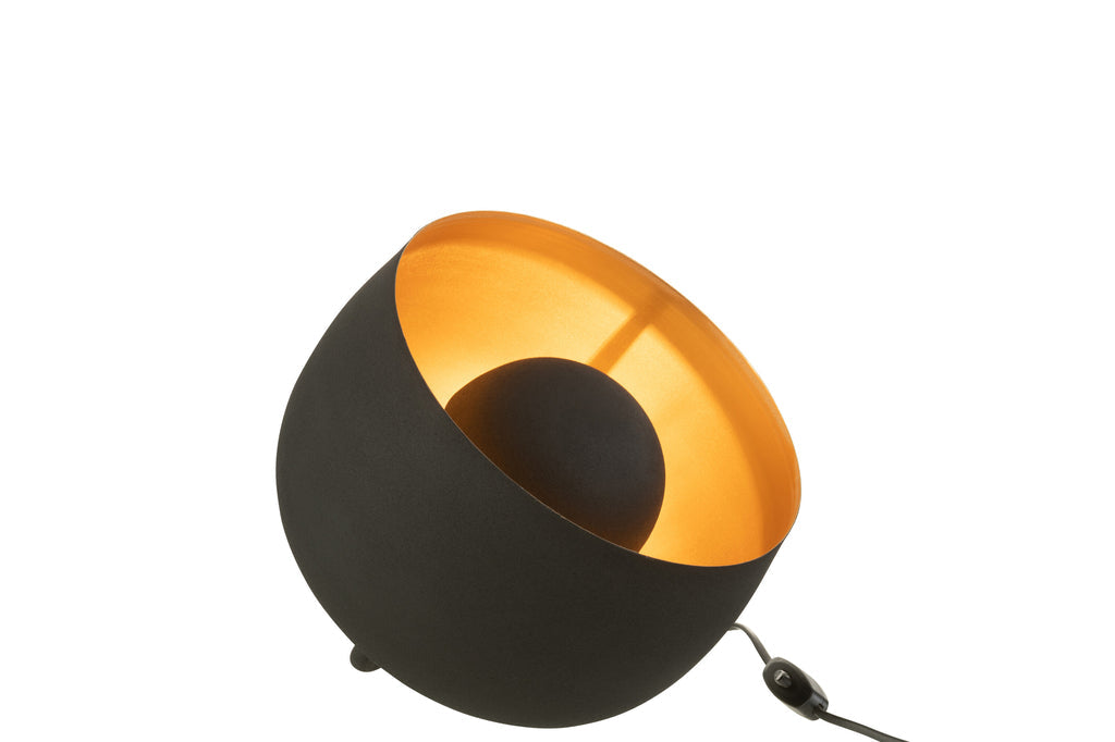 Lamp Round Interior Gold Metal Black Small-Tafellampen-J-Line