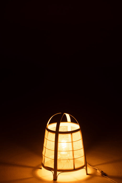 Lamp Rya katoen/bamboe wit small-Tafellampen-J-Line