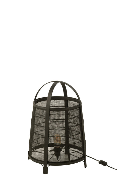Lamp Rya katoen/bamboe zwart large-Tafellampen-J-Line