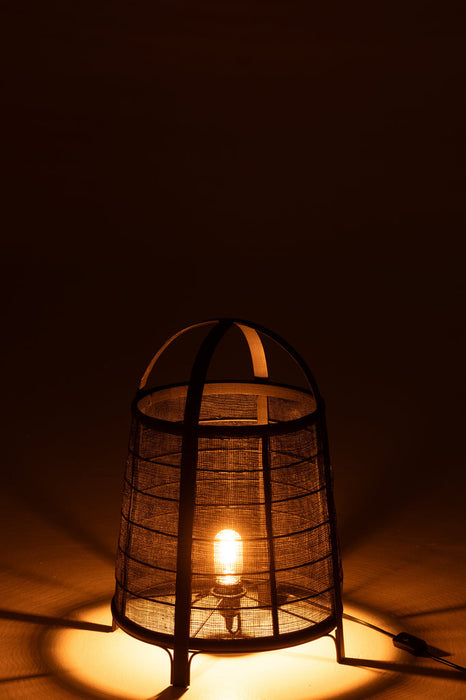 Lamp Rya katoen/bamboe zwart large-Tafellampen-J-Line