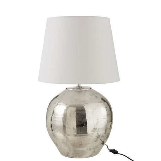 Lamp + Shade Arya Metal/Textle Silver/White-Hanglampen-J-Line