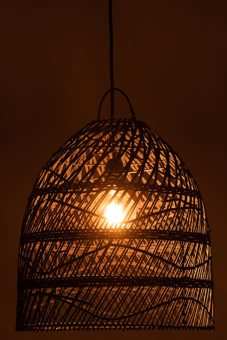 Lamp Shade Waves Rattan Black-Hanglampen-J-Line