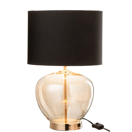 Lamp Transparent Glass | Textiel Gold | Zwart-Tafellampen-J-Line