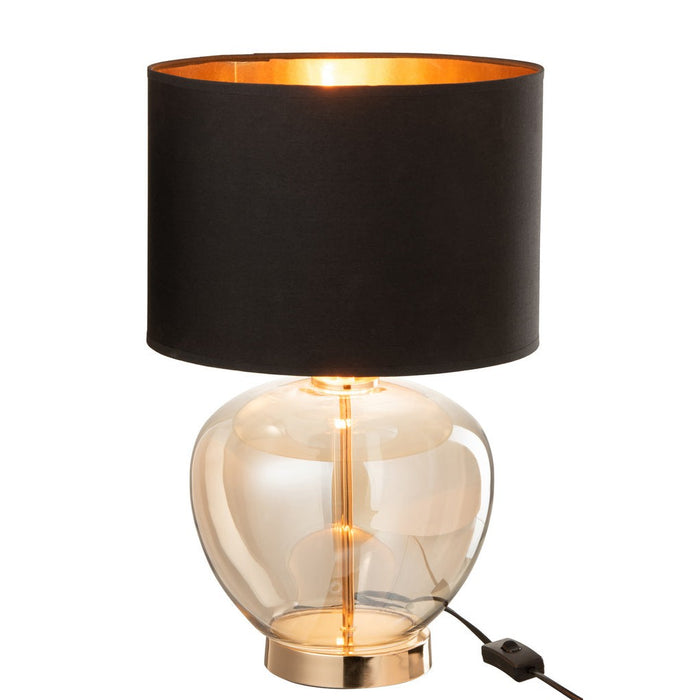 Lamp Transparent Glass | Textiel Gold | Zwart-Tafellampen-J-Line